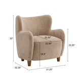 Luxury Modern Fabric Armchair with Round Arms & Tapered Legs