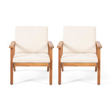 Outdoor Acacia Wood Club Chairs with Cushions (Set of 2) - NH641213