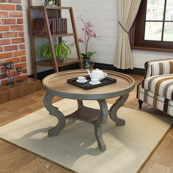 Finished Faux Wood Circular Coffee Table - NH372303