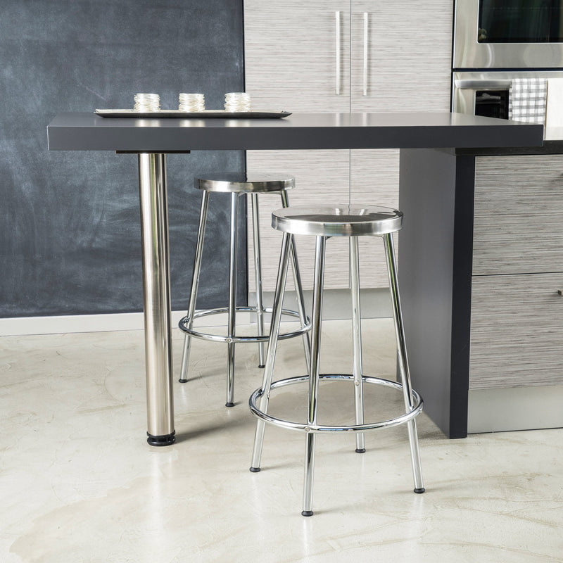 30-Inch Modern Design Chrome Steel Bar Stools (set of 2) - NH796632