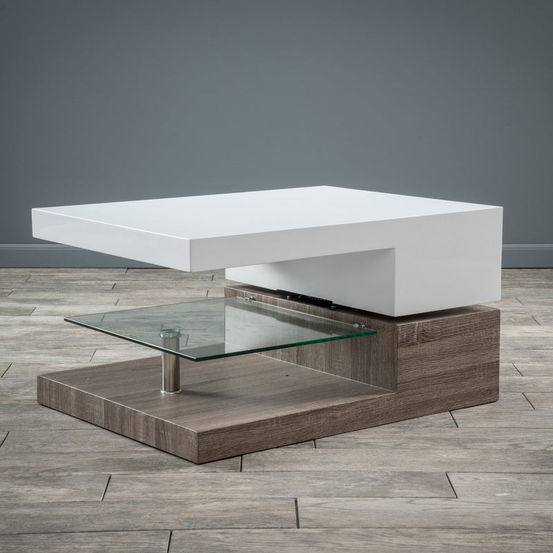 Rectangular Mod Swivel Coffee Table w/ Glass - NH173592