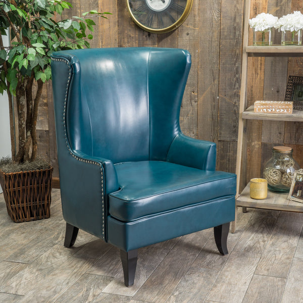 Leather High Back Wingback Armchair - NH114592