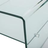 Modern Square Tempered Glass Coffee Table with Shelf - NH027692