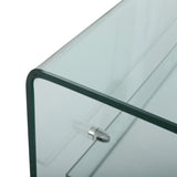 Modern Square Tempered Glass Coffee Table with Shelf - NH027692