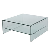 Modern Square Tempered Glass Coffee Table with Shelf - NH027692