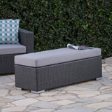 Outdoor Wicker Bench with Water Resistant Cushion - NH914303