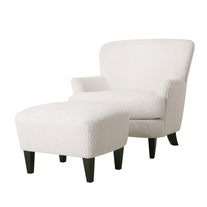 Gerald Boucle Upholstered Club Chair and Ottoman Set