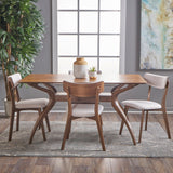 Mid Century Finished 5 Piece Wood Dining Set with Fabric Chairs - NH423103