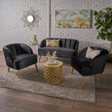 Velvet 3-Piece Velvet Chairs & Couch Living Room Set - NH765303