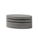 Modern Oval Black Oak Finish Faux Wood Rotating Coffee Table - NH919592