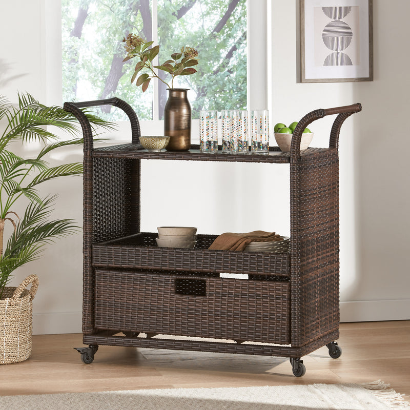 Mission Multi-brown Wicker Indoor Bar Cart - NH374892