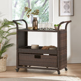Mission Multi-brown Wicker Indoor Bar Cart - NH374892