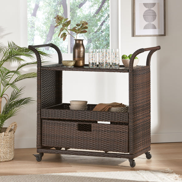 Mission Multi-brown Wicker Indoor Bar Cart - NH374892