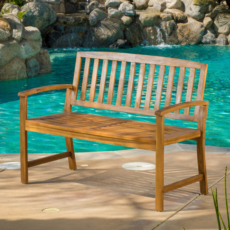 Teak Finish Acacia Bench - NH642792