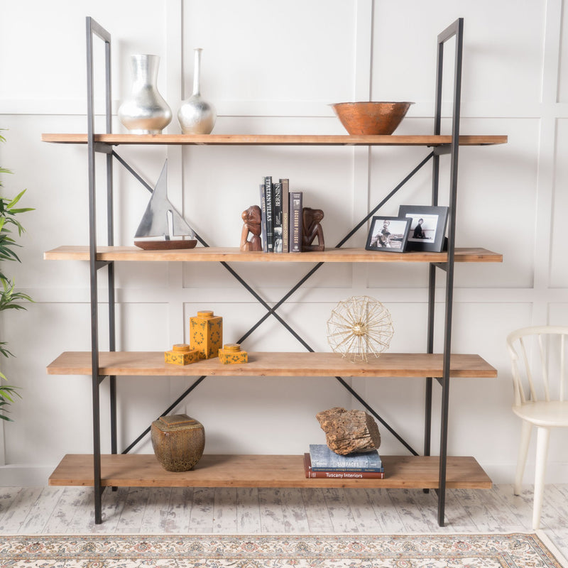 Industrial 4 Shelf Firwood Bookcase - NH354892