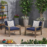 Outdoor Acacia Wood Club Chairs with Sunbrella Cushions - NH772703