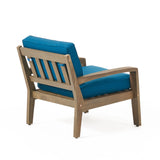 Parma Outdoor Acacia Wood Club Chairs with Cushions (Set of 4)