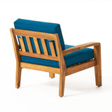 Parma Outdoor Acacia Wood Club Chairs with Cushions (Set of 4)