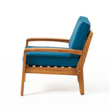 Parma Outdoor Acacia Wood Club Chairs with Cushions (Set of 4)