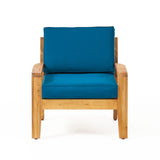 Parma Outdoor Acacia Wood Club Chairs with Cushions (Set of 4)