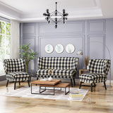 Mid-Century Modern 3-Piece Fabric Chairs & Couch Living Room Set - NH239503