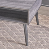 Mid Century Modern Faux Wood Overlay Coffee Table - NH893403