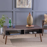 Mid Century Modern Faux Wood Overlay Coffee Table - NH893403
