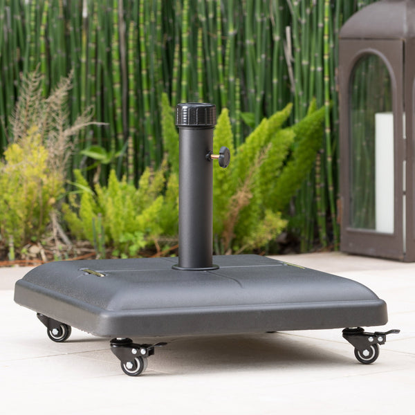 80lbs Black Steel Square Umbrella Base with Wheels - NH214003