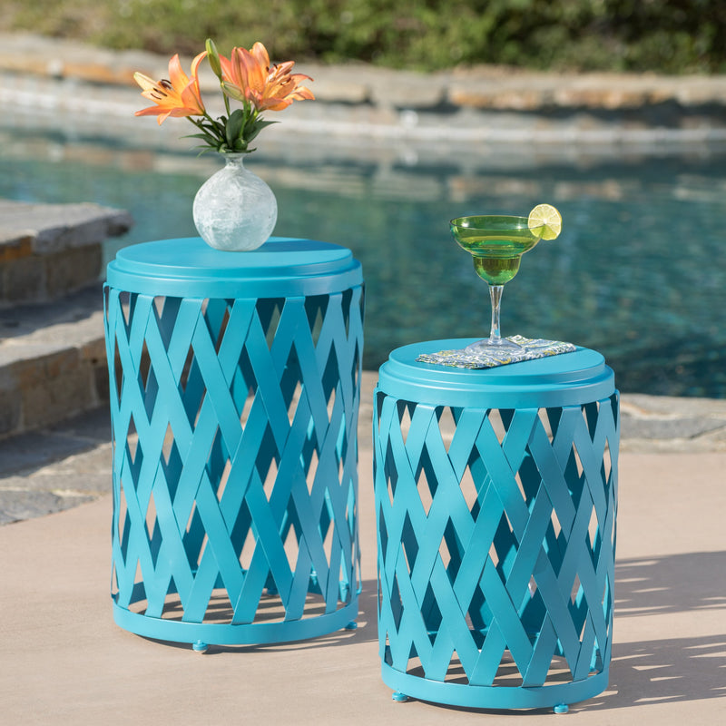 Nestable Outdoor Small and Large Iron Side Table Set (Set of 2) - NH011203