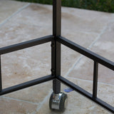 Outdoor Industrial Black Powder Coated Iron Bar Cart with Tempered Glass Shelves - NH953203