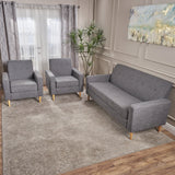 Mid-Century Modern 3-Piece Fabric Chairs & Sofa Living Room Set - NH825203