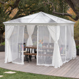 Outdoor 10 x 10 Foot Rust Proof Aluminum Framed Hardtop Gazebo with Curtains - NH873303