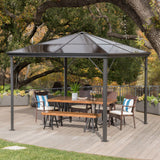 Outdoor 10 x 10 Foot Black Rust Proof Aluminum Framed Hardtop Gazebo (No Curtains) - NH183303