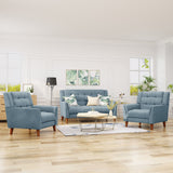 Mid Century Modern 3-Piece Chairs & Couch Fabric Living Room Set - NH475503