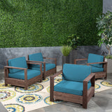 Outdoor Acacia Wood Club Chairs (Set of 4) - NH263603