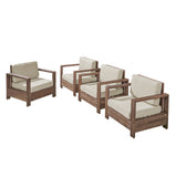 Outdoor Acacia Wood Club Chairs (Set of 4) - NH263603