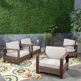 Outdoor Acacia Wood Club Chairs (Set of 4) - NH263603