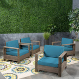 Outdoor Acacia Wood Club Chairs (Set of 4) - NH263603