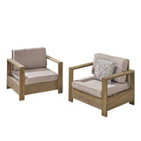 Outdoor Acacia Wood Club Chairs (Set of 2) - NH353603