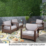 Outdoor Acacia Wood Club Chairs (Set of 4) - NH263603
