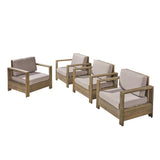 Outdoor Acacia Wood Club Chairs (Set of 4) - NH263603