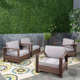 Outdoor Acacia Wood Club Chairs (Set of 4) - NH263603