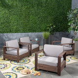 Outdoor Acacia Wood Club Chairs (Set of 4) - NH263603
