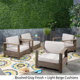 Outdoor Acacia Wood Club Chairs (Set of 4) - NH263603