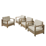 Outdoor Acacia Wood Club Chairs (Set of 4) - NH263603
