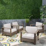 Outdoor Acacia Wood Club Chairs (Set of 4) - NH263603