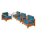 Outdoor Acacia Wood Club Chairs (Set of 4) - NH263603