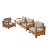 Outdoor Acacia Wood Club Chairs (Set of 4) - NH263603