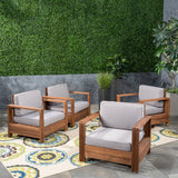 Outdoor Acacia Wood Club Chairs (Set of 4) - NH263603