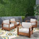 Outdoor Acacia Wood Club Chairs (Set of 4) - NH263603